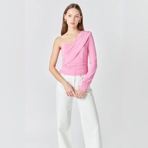 Endless Rose Shirred One Shoulder Blouse Large
